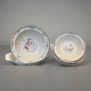 International China Goose Stoneware 6-Pc Set Bowls/ Serving Dish Japan Farmhouse